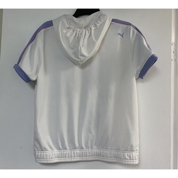 Puma Women's Short Sleeve Jacket White/Lavender/Pink Size L - Picture 3 of 6